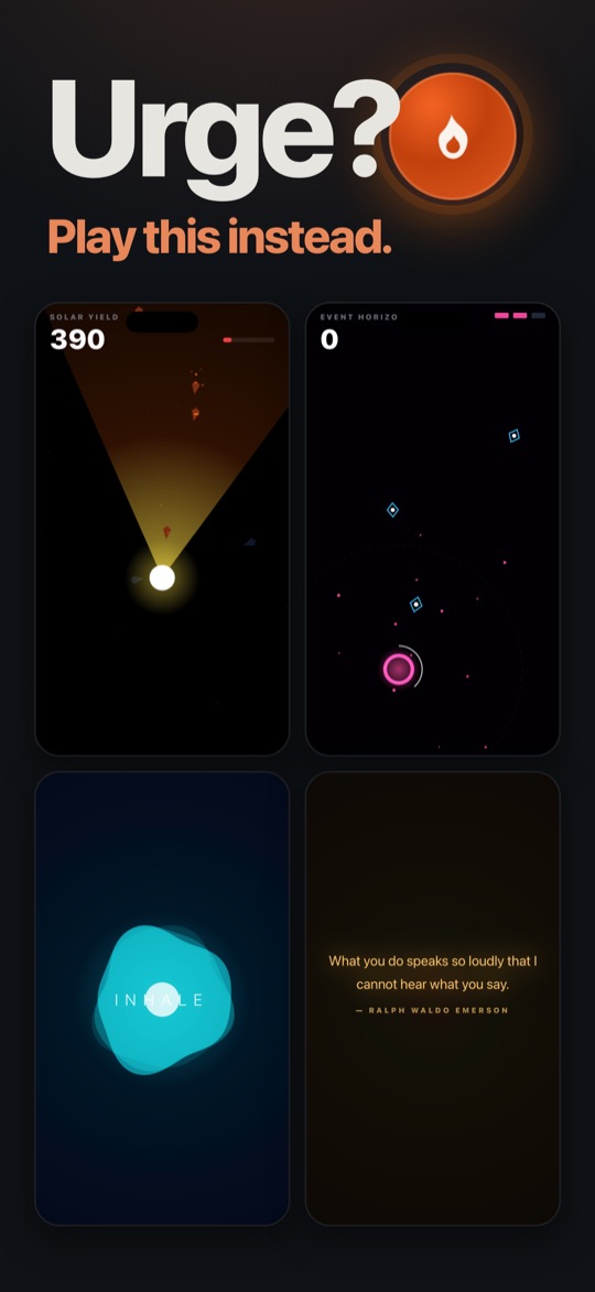 Urge? Play this instead. The flame button and four of the scenes it opens.